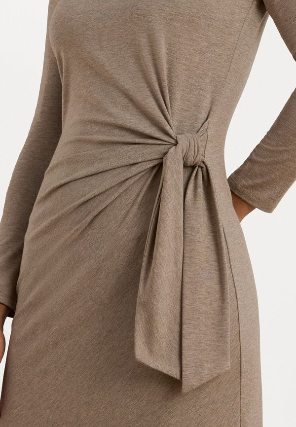 Lauren Ralph Lauren TIE FRONT STRETCH JERSEY MIDI DRESS