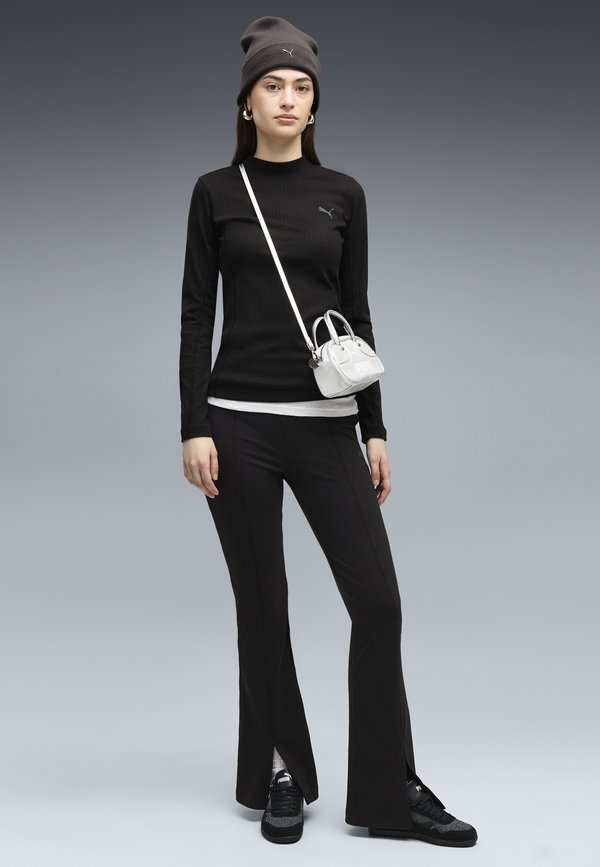 Puma HER SLIM GERIPPTES LANGARMSHIRT - Long sleeved top - black