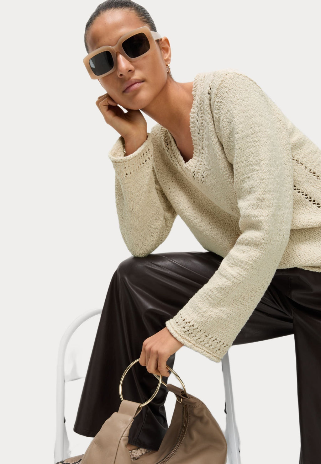 Marks & Spencer COTTON RICH TEXTURED V-NECK