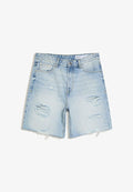 Bershka DESTROYS - Denim shorts - light blue