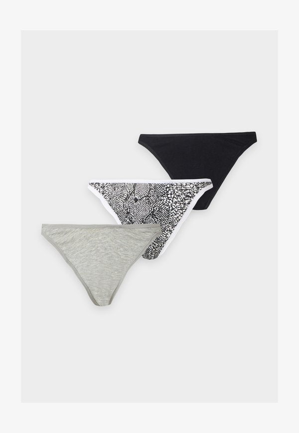 Calvin Klein Underwear DIPPED THONG 3 PACK - Thong - black/ grey heather/ marble snake s