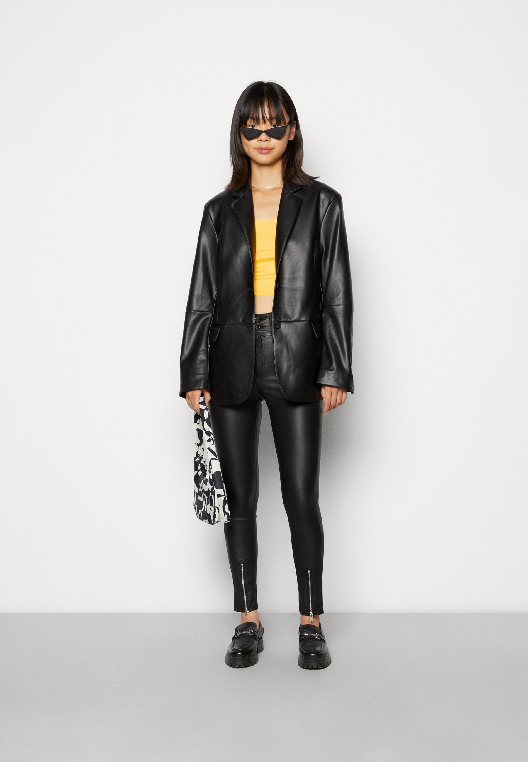 ONLY ONLPALMER HIGH WAIST ZIP SKINNY FIT COATED