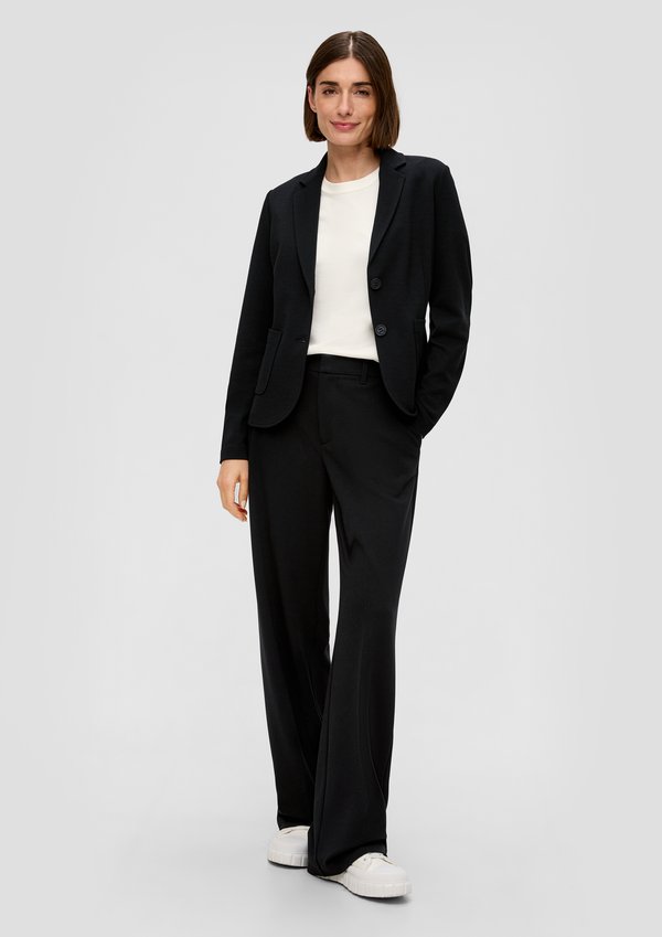 s.Oliver REGULAR MIT BÜGELFALTEN - Trousers - schwarz