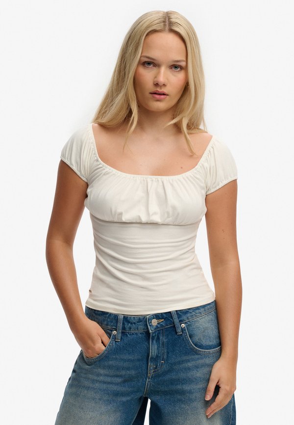 Superdry & Co ATHLETIC ESSENTIALS RUCHED  - Basic T-shirt - off white