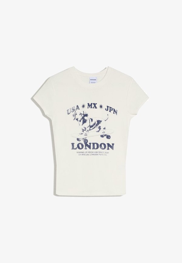 Bershka SHORT SLEEVE - Print T-shirt - white