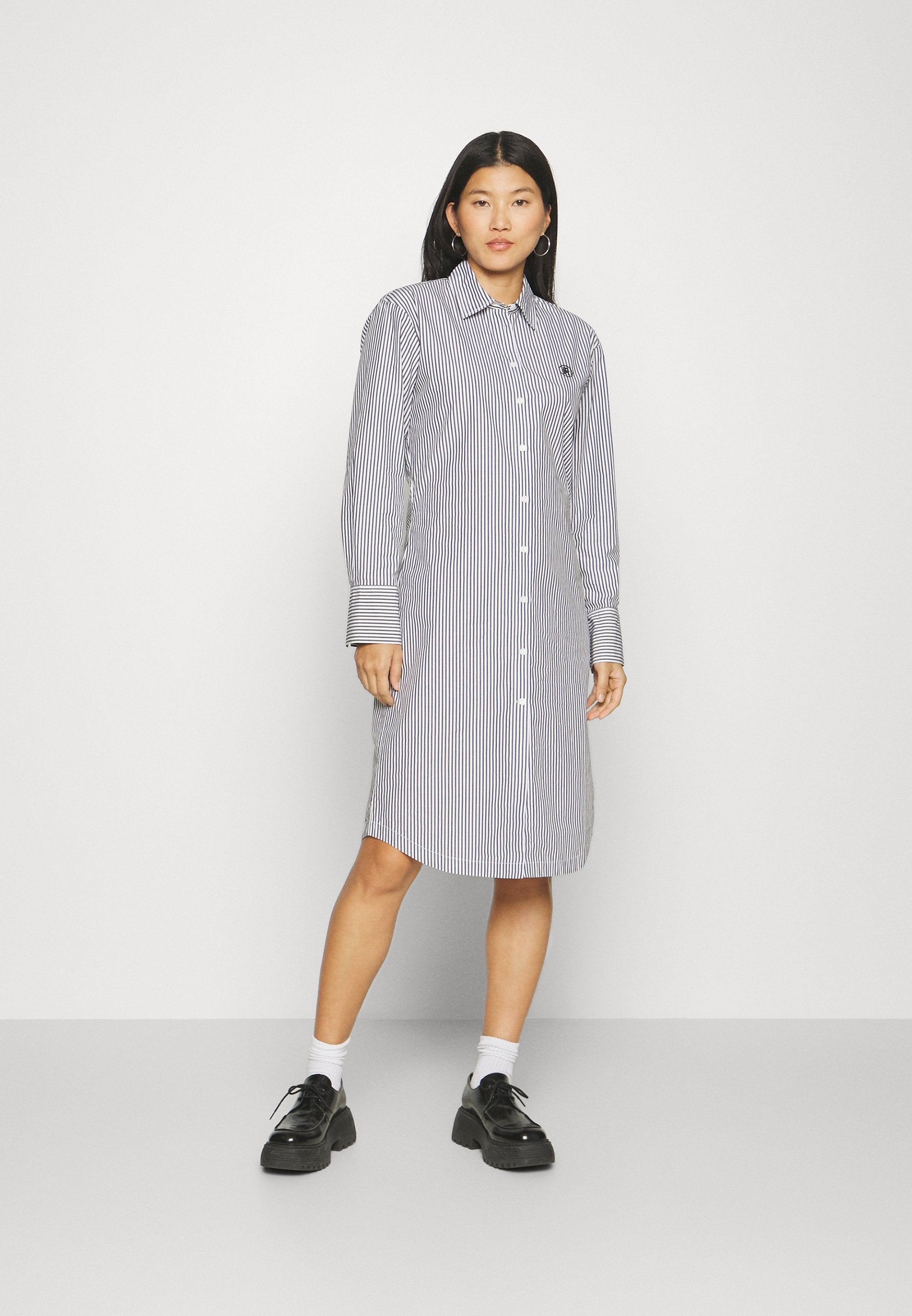 STRIPED WAISTED KNEE DRESS Media 2