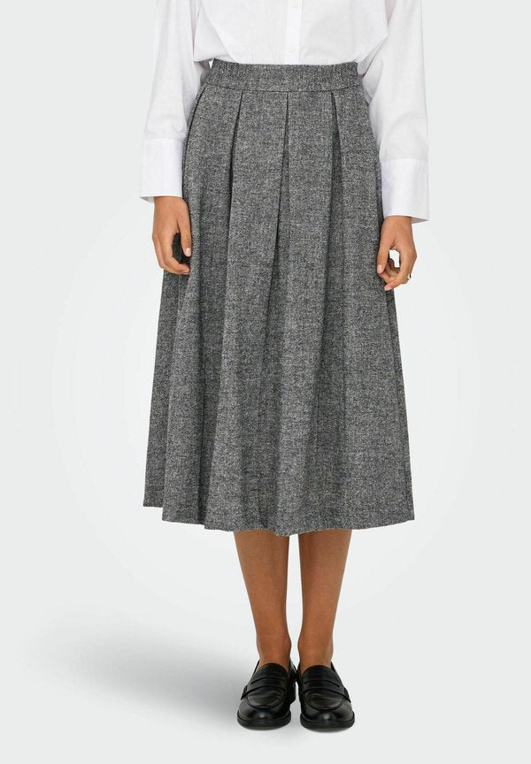 ONLY ONLBEKKA Midi - Pleated skirt - medium grey melange