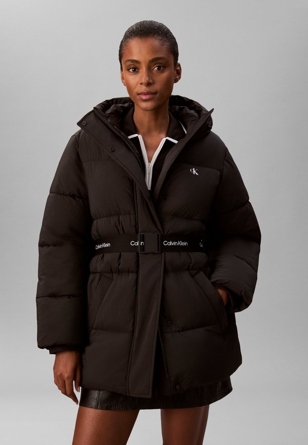 Calvin Klein Jeans BELTED MIDWEIGHT PUFFER - Winter jacket - black