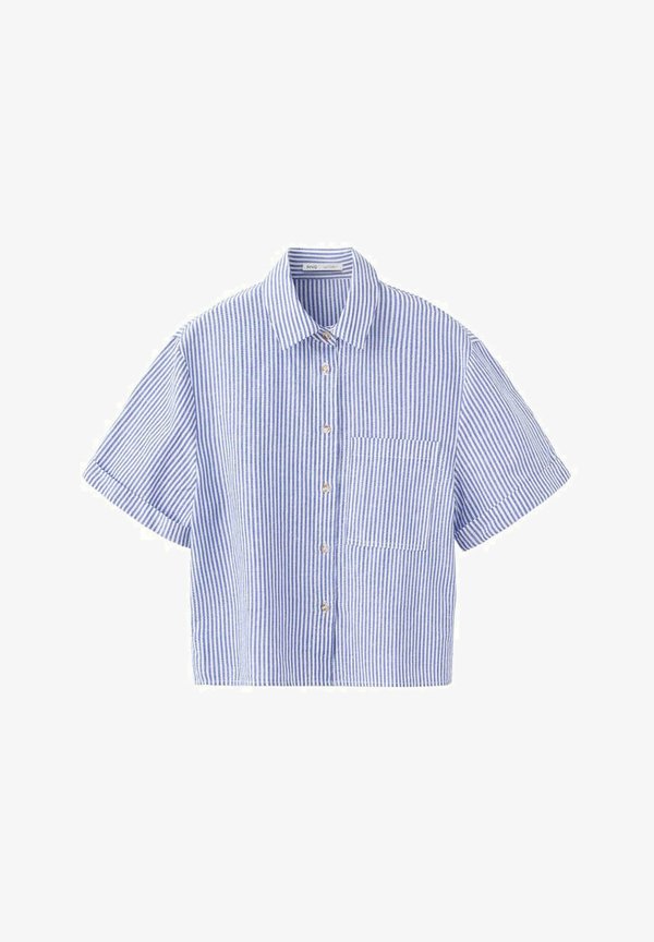 Mango ADULT - Button-down blouse - light blue white