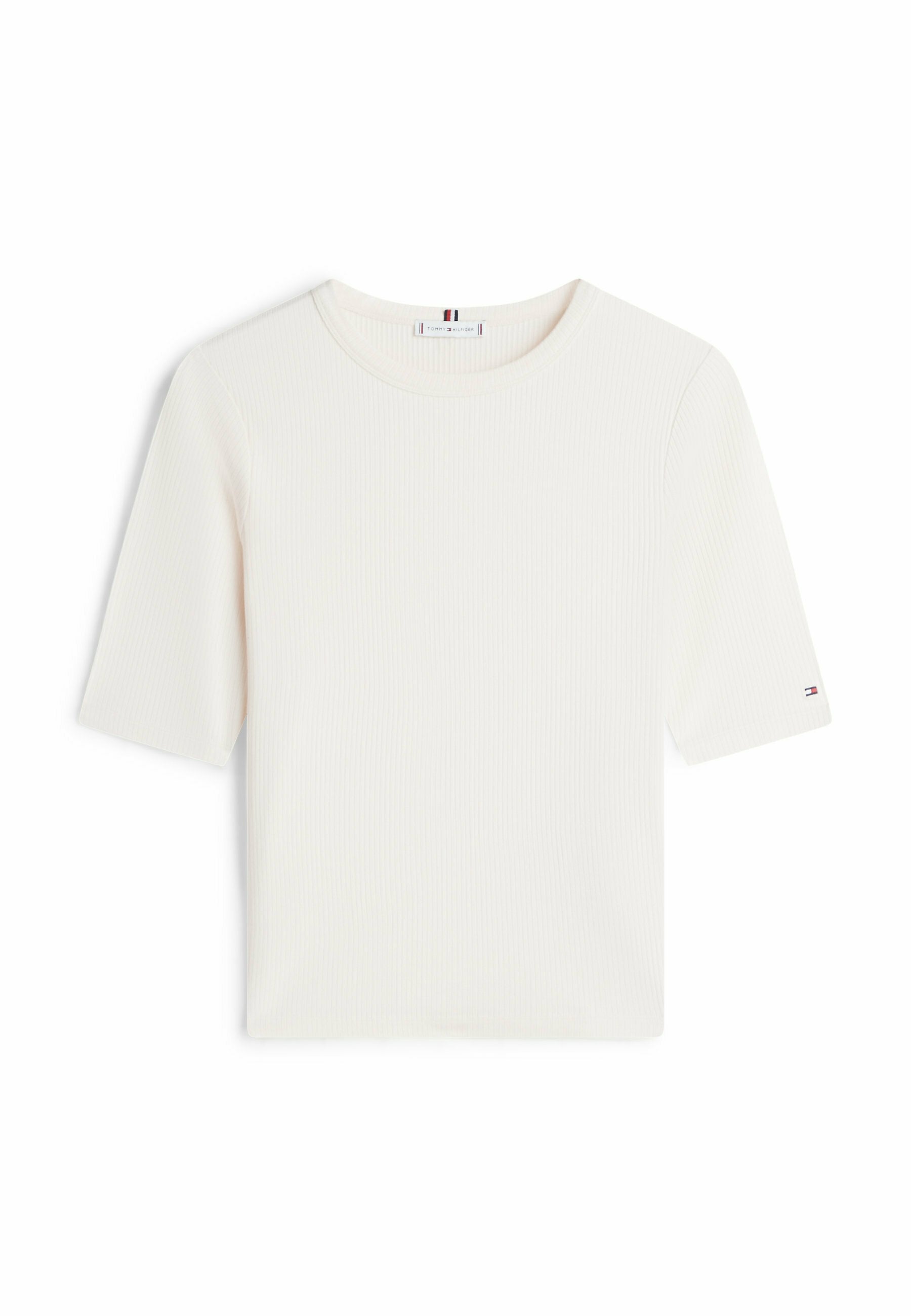 RIBBED SLIM HALF SLEEVE T-SHIRT Media 1