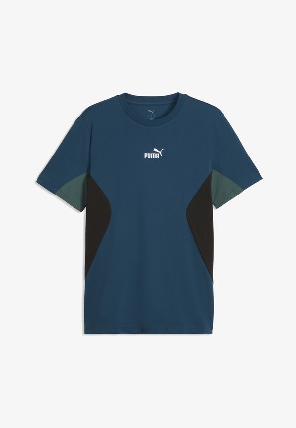 Puma ESSENTIALS BLOCK T-SHIRT - Print T-shirt - midnight petrol