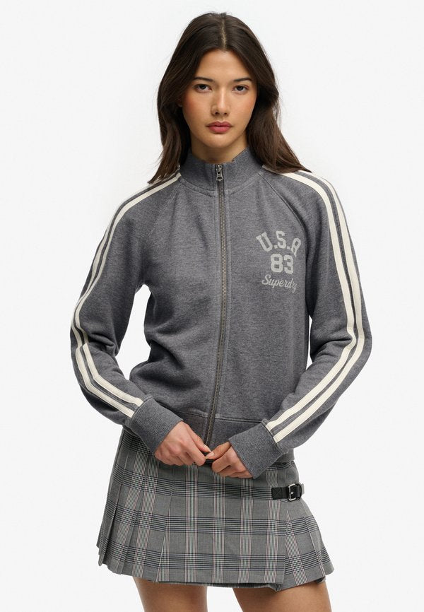 Superdry & Co SUPERDRY ATHLETIC ESSENTIALS ZIP THROUGH TRACK TOP.. - Zip-up sweatshirt - charcoal white marl