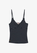 Superdry & Co SUPERDRY ATHLETIC ESSENTIALS V-NECK WAFFLE CAMI TOP.. - Top - eclipse navy stripe