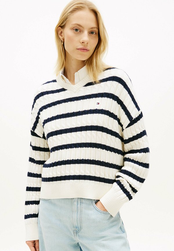 Tommy Hilfiger Jumper - ivory petal dark n navy stp