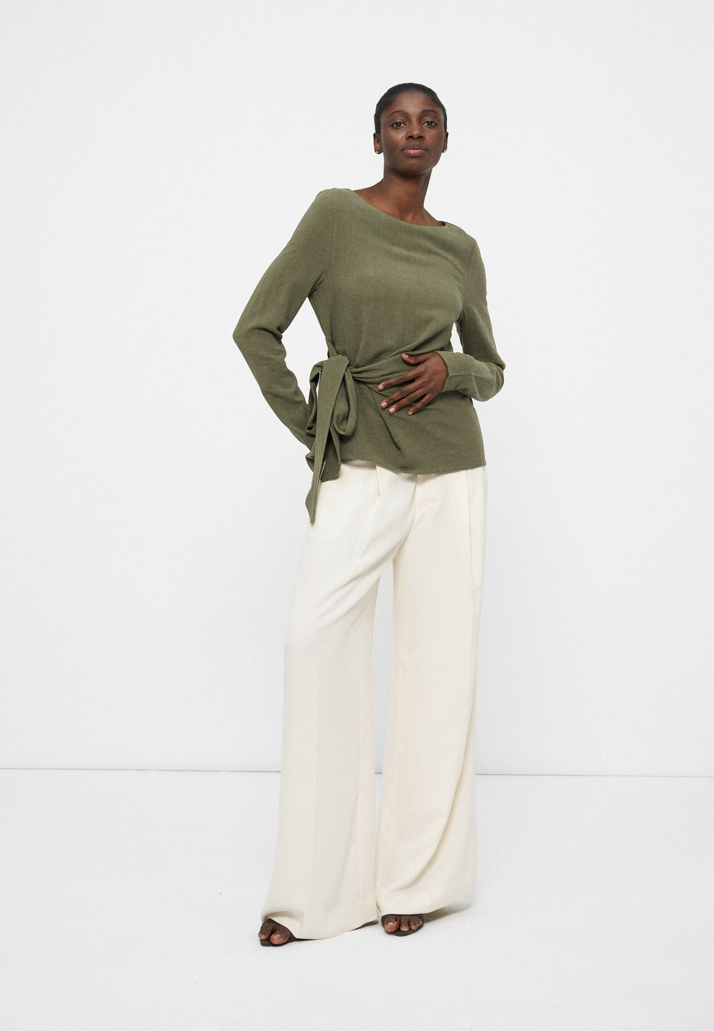 Anna Field LINEN LONG SLEEVES TIED BLOUSE