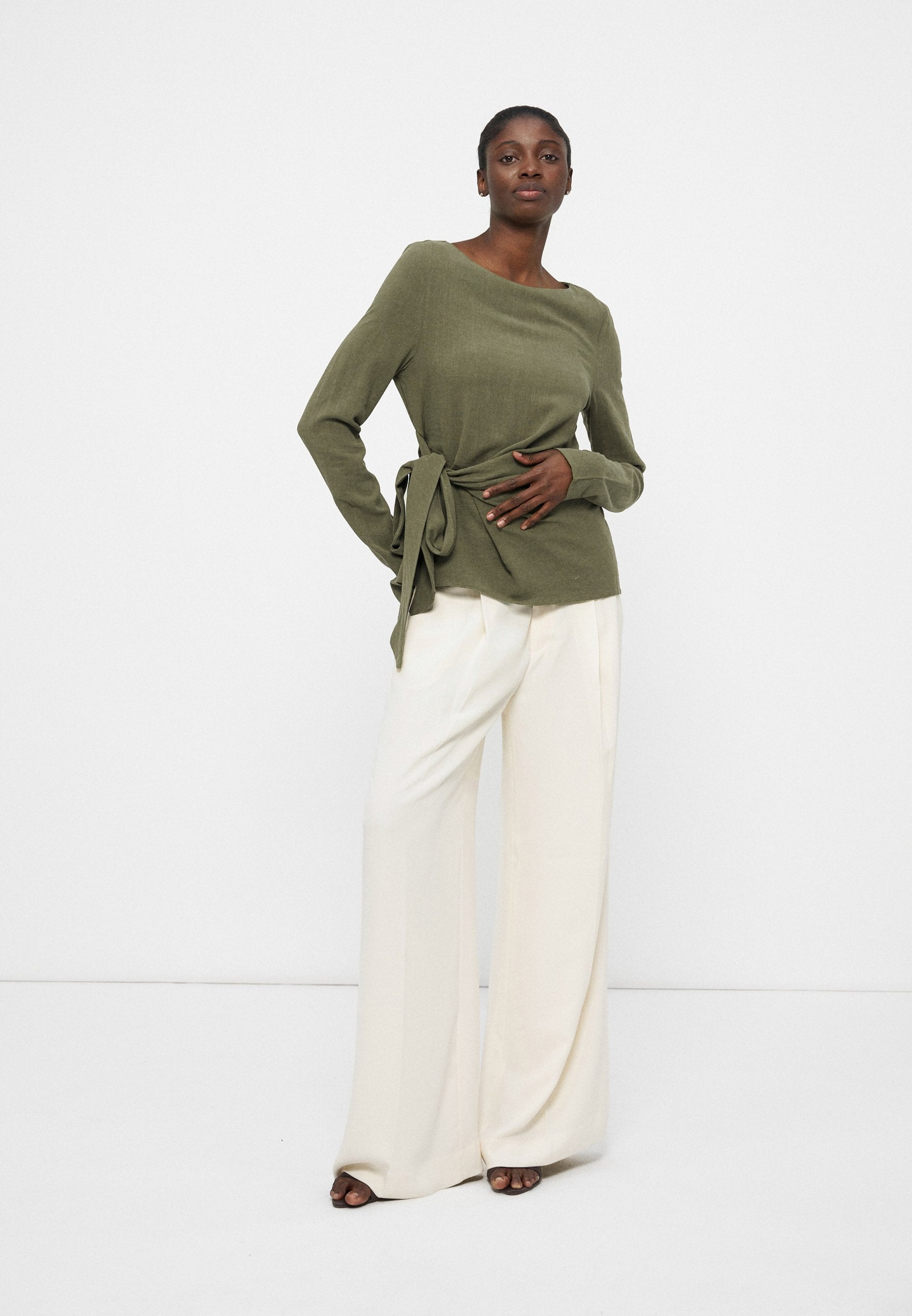 Anna Field LINEN LONG SLEEVES TIED BLOUSE