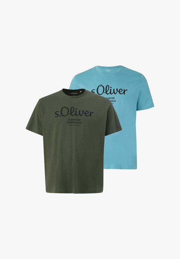 s.Oliver RUNDHALS KURZARM MODERN LOGO 2ER PACK - Print T-shirt - türkis/olive