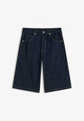 Bershka EMBROIDERED SKATER - Denim shorts - royal blue