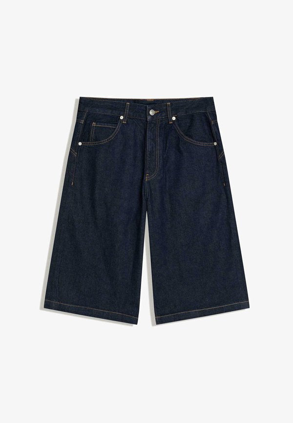 Bershka EMBROIDERED SKATER - Denim shorts - royal blue