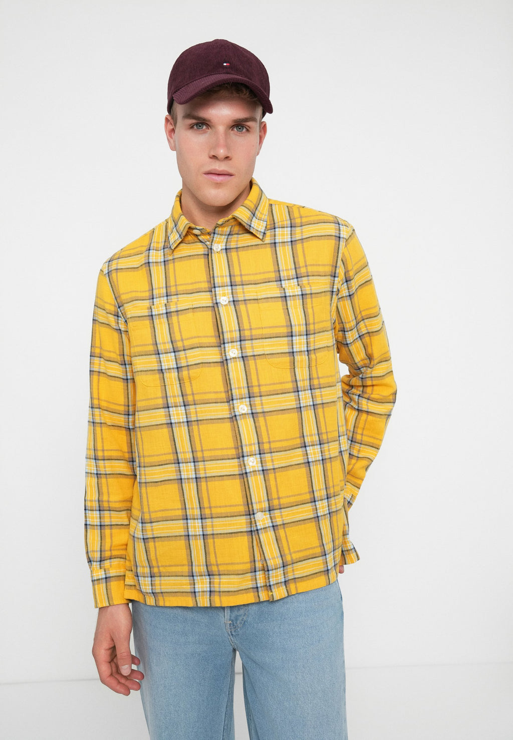 RELAXED FIT TEXTURED TWILL CHECK SHIRT Media 5