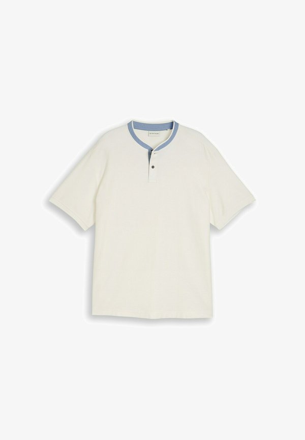 TOM TAILOR TOM TAILOR POLOSHIRTS PLUS SIZE - POLOSHIRT MIT STEHKRAGEN - Basic T-shirt - gardenia white