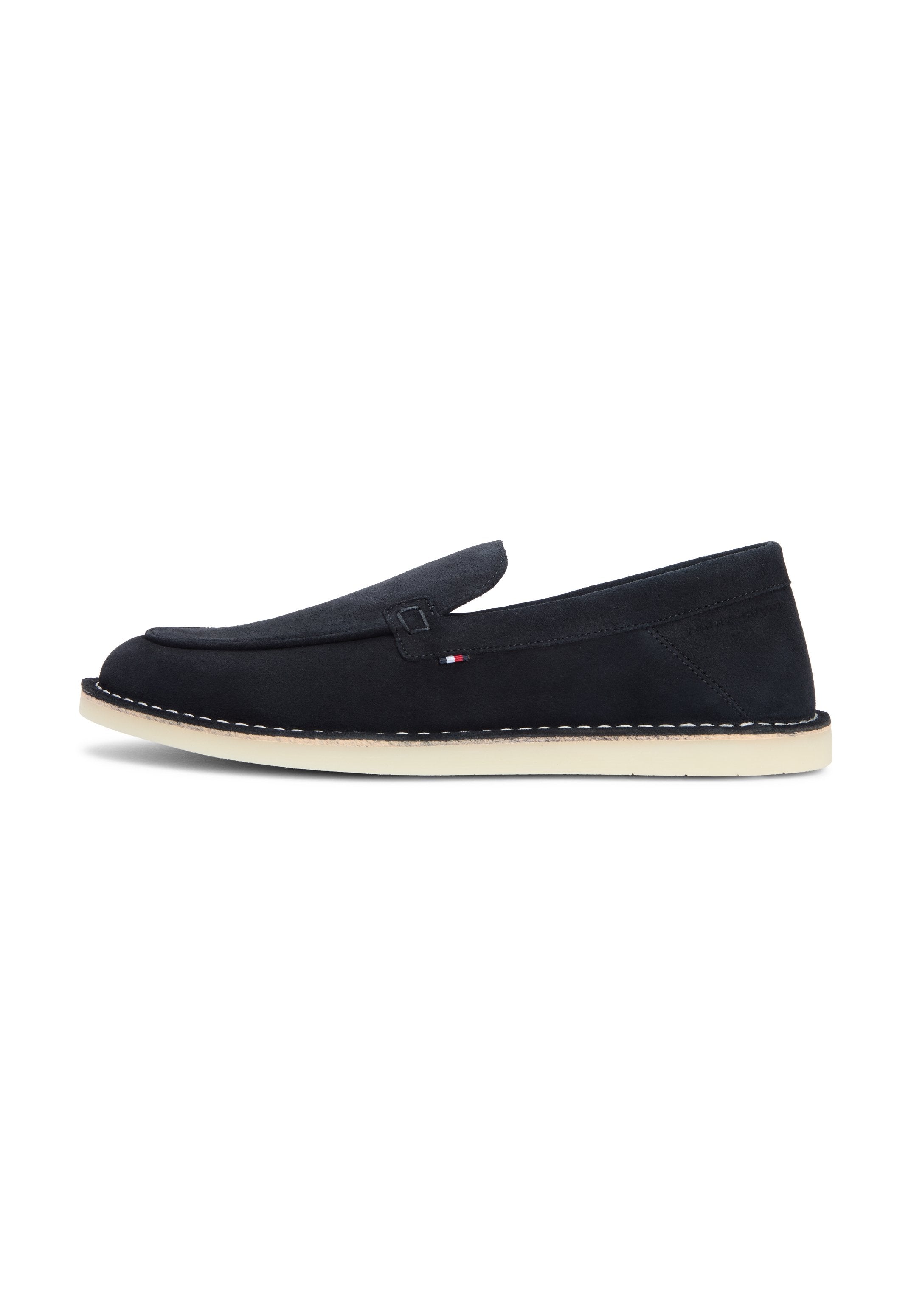DEBOSSED LOGO TOPSTITCH SUEDE LOAFERS Media 1