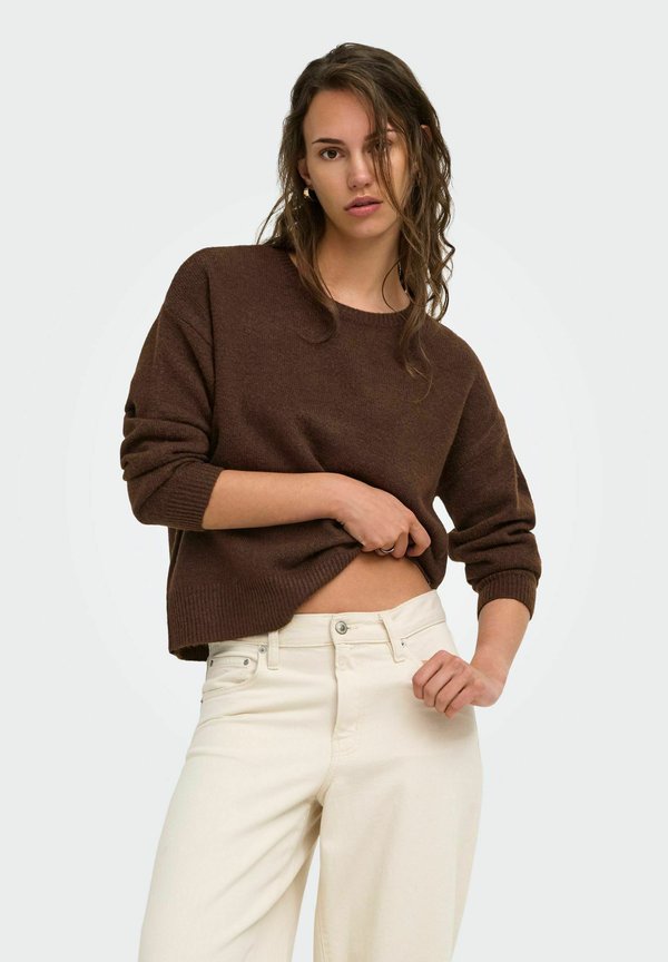 ONLY ONLOLIVIA LS O-NECK CC KNT - Jumper - chocolate martini