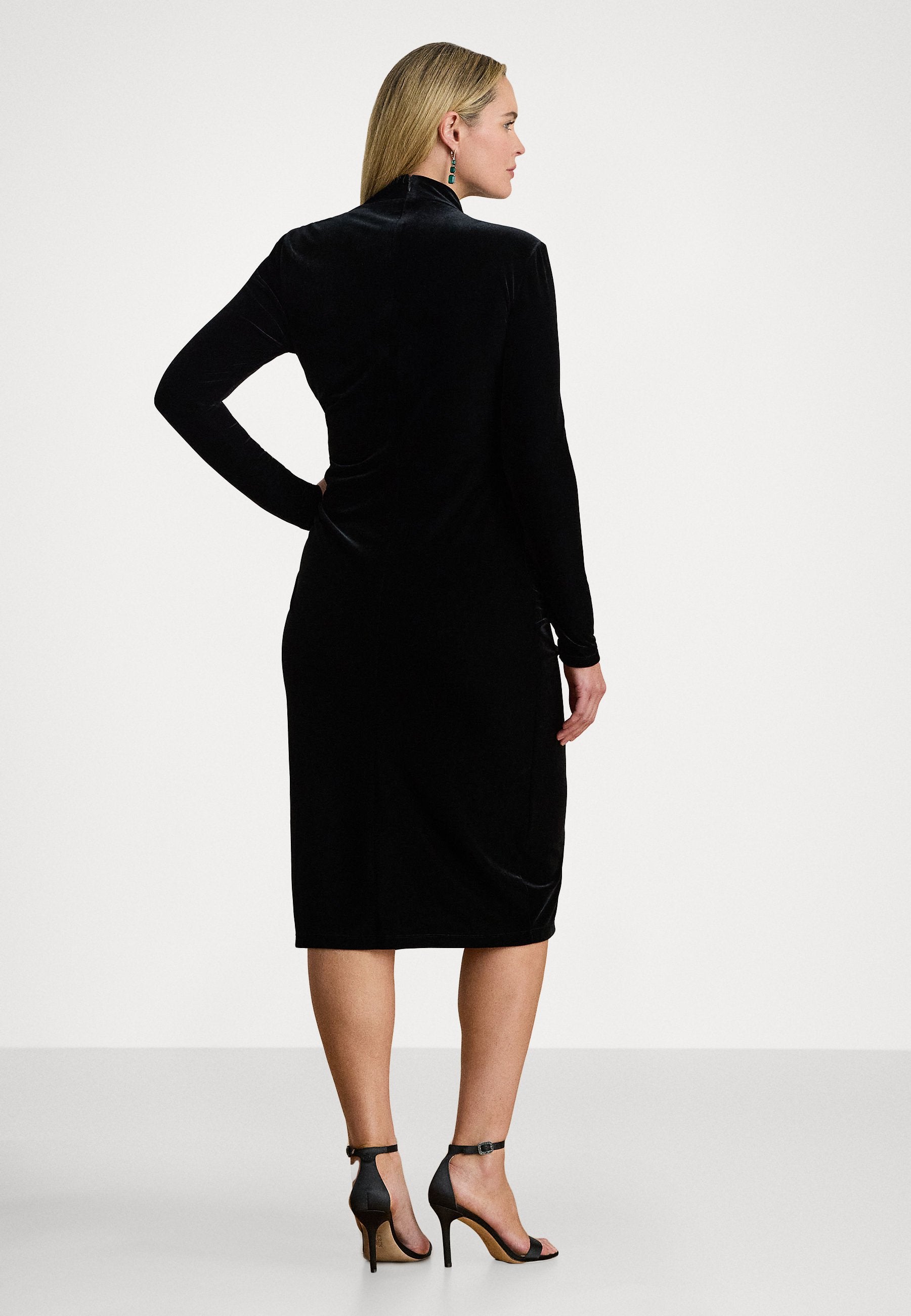 Lauren Ralph Lauren Woman RUCHED VELVET ASYMMETRICAL DRESS