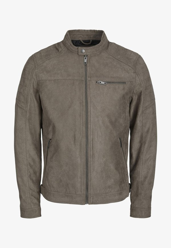 Jack & Jones EROCKY BIKER REGULAR FIT - Faux leather jacket - Grey