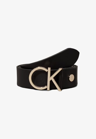 Calvin Klein LOGO BELT - Belt - black/light gold-coloured