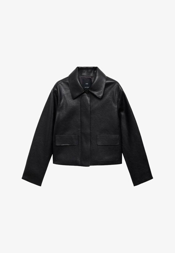 Mango Faux leather jacket - black