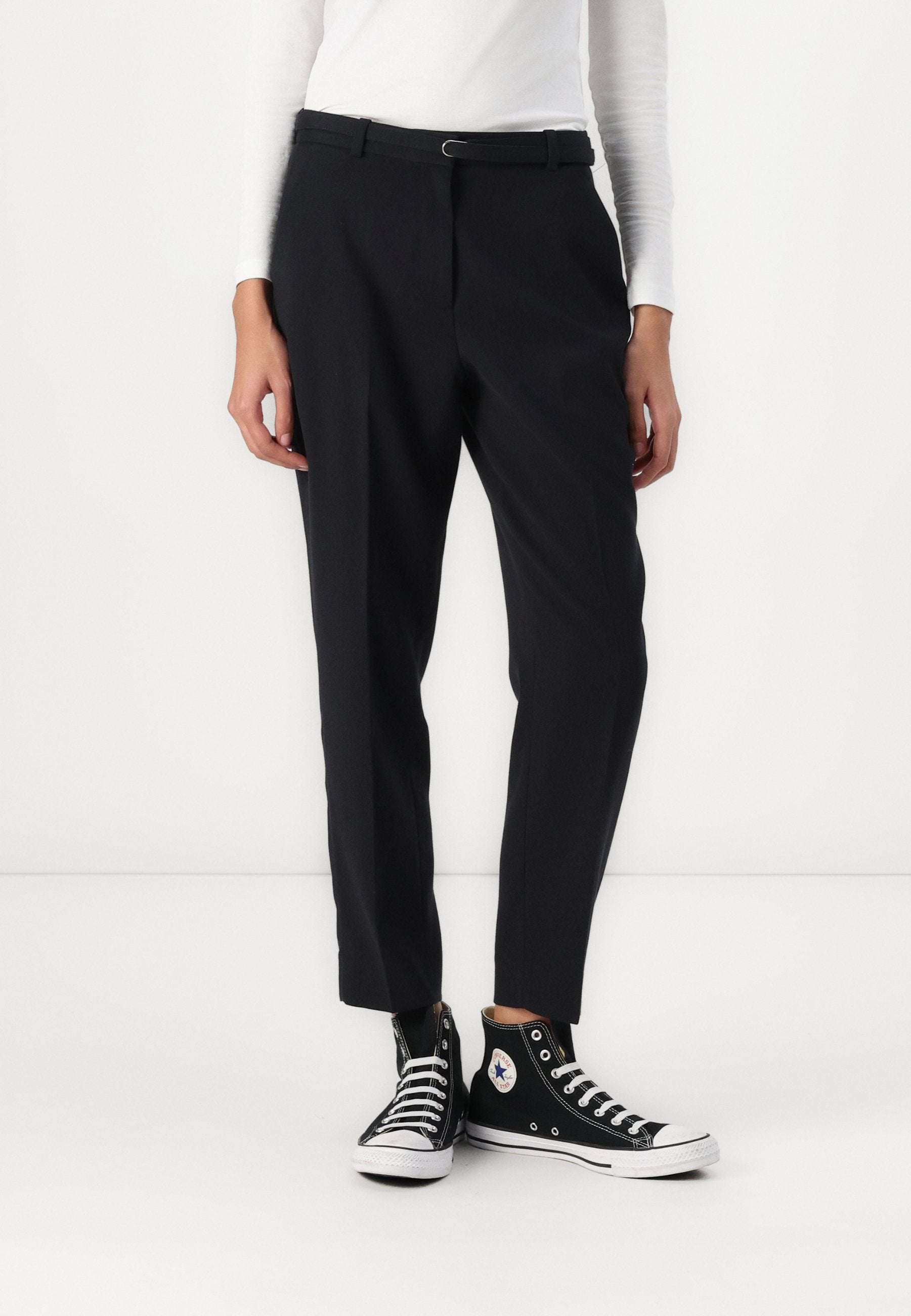 Abercrombie & Fitch Curve Love High Rise Belted Ankle Straight Pant