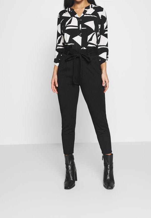 Vero Moda Petite VMEVA PAPERBAG - Trousers - black