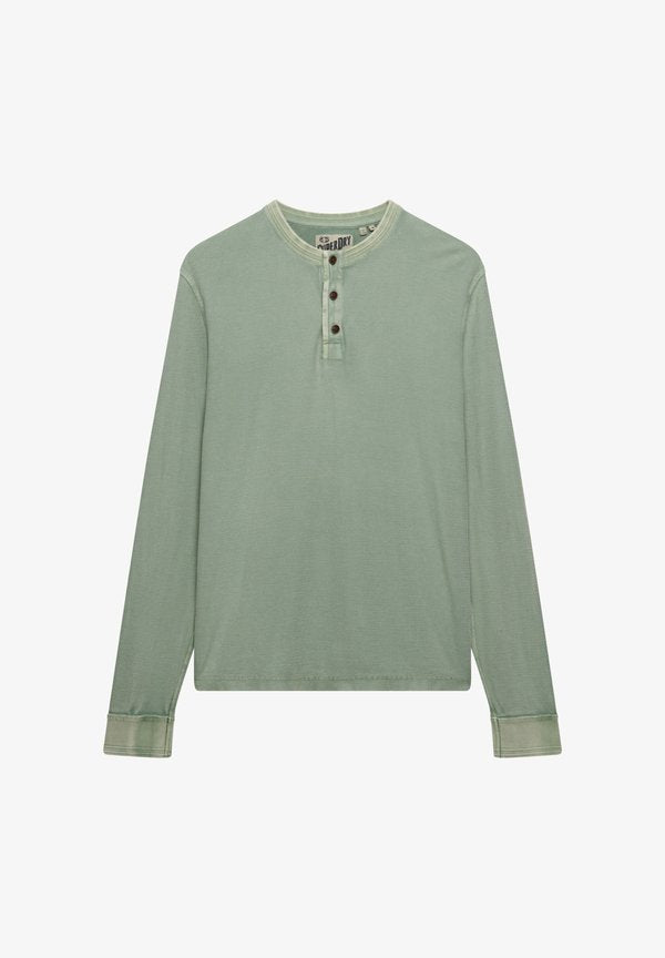 Superdry & Co SUPERDRY LIGHTWEIGHT TEXTURED GRANDAD TOP.. - Long sleeved top - pad green