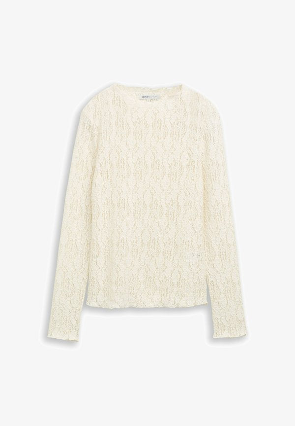 TOM TAILOR LACE LONGSLEEVE T-SHIRT - Blouse - off white