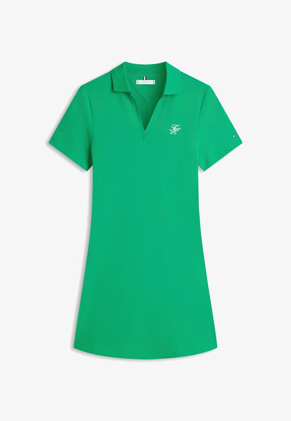 Tommy Hilfiger 1985 LOGO EMBROIDERY MINI POLO DRESS - Day dress - courtside green
