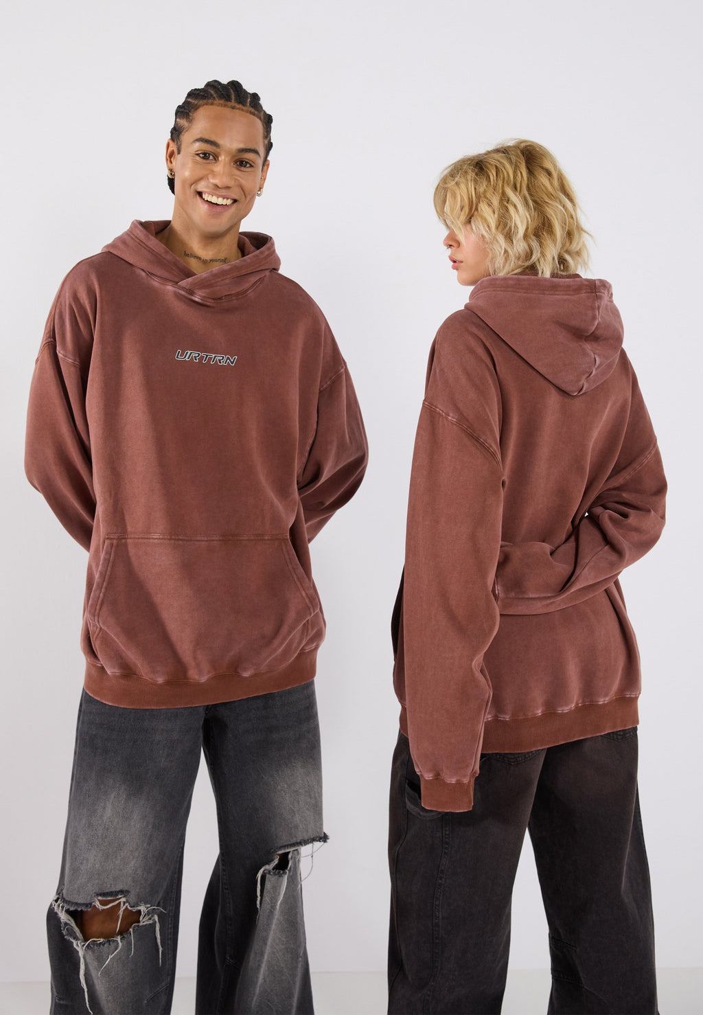 YOURTURN UNISEX RELAXED FIT WASHED HOODIE