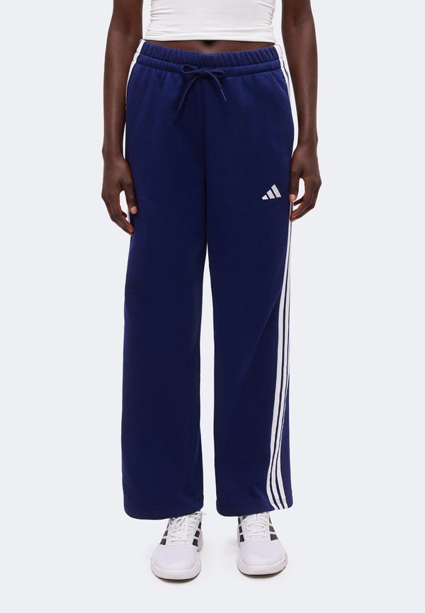 adidas Sportswear ESSENTIALS 3 STRIPES OPEN HEM PANTS - Tracksuit bottoms - dark blue/white
