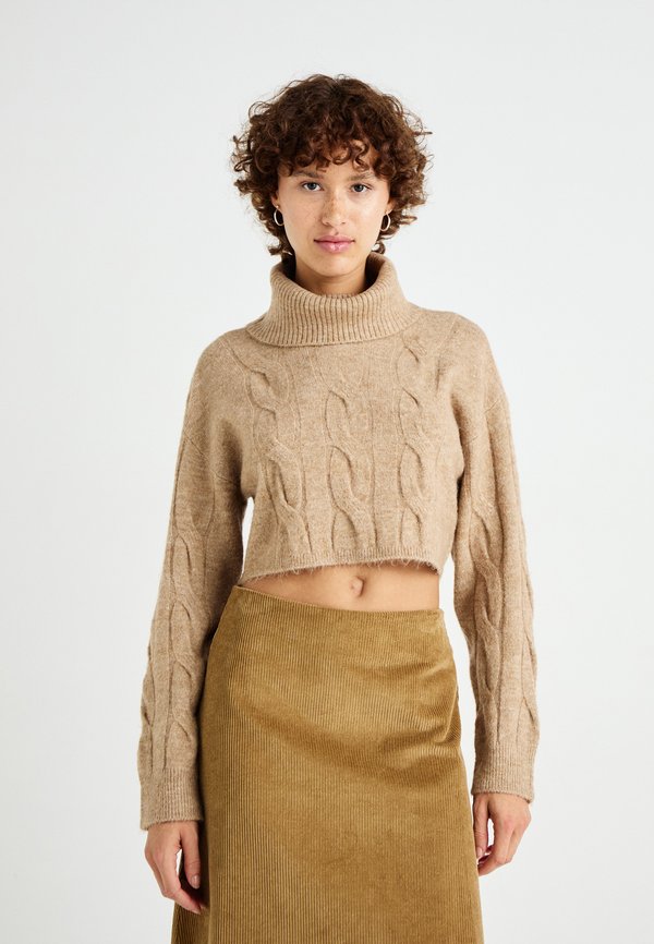 ONLY ONLRIO LIFE CABLE ROLLNECK - Jumper - tannin melange