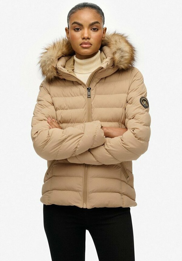 Superdry & Co FUJI HOOD PADDED - Winter jacket - shaker beige
