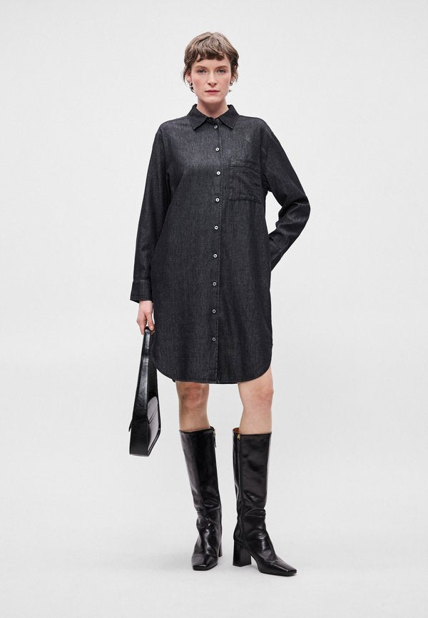 Marc O'Polo SHIRT DRESS ROUND HEM CHEST POCKET COLLAR LONG SLEEVE SOLID