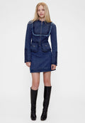 GAP GAPSTUDIO DENIM TWEED FRINGE JACKET
