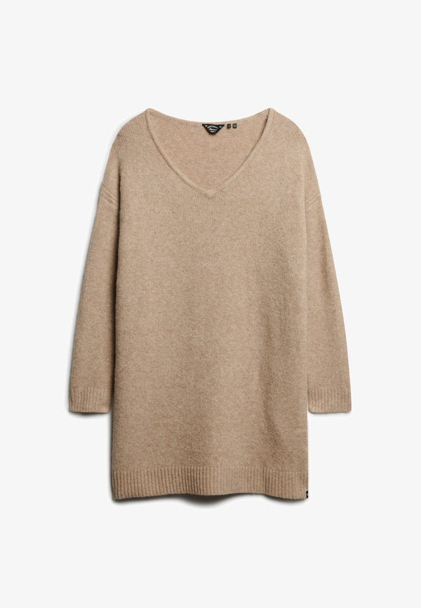 Superdry & Co V NECK - Jumper dress - light beige twist
