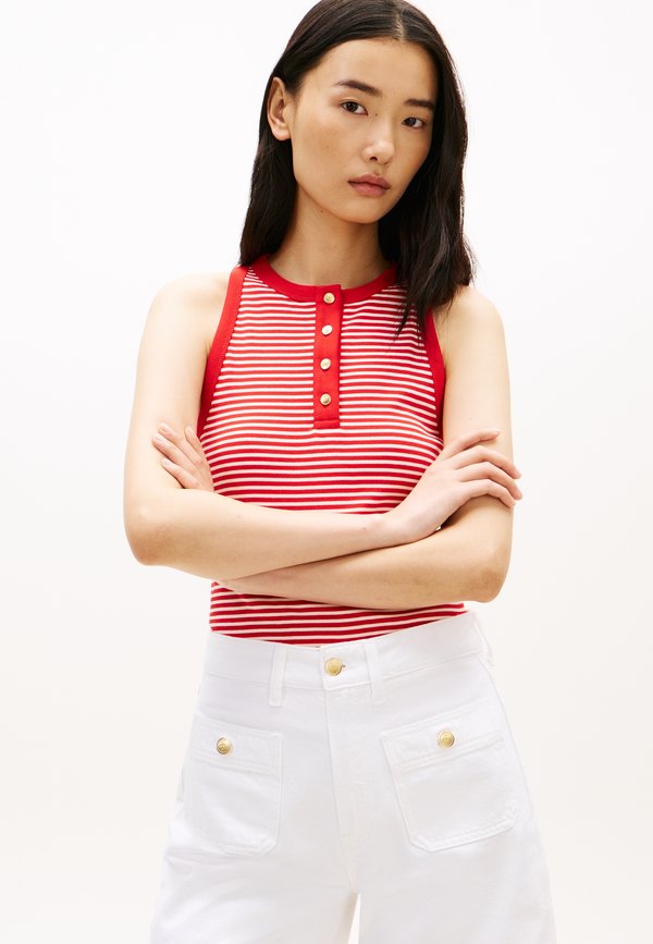 Tommy Hilfiger GOLD-TONE BUTTON SLEEVELESS HENLEY TOP - Top - fireworks/calico