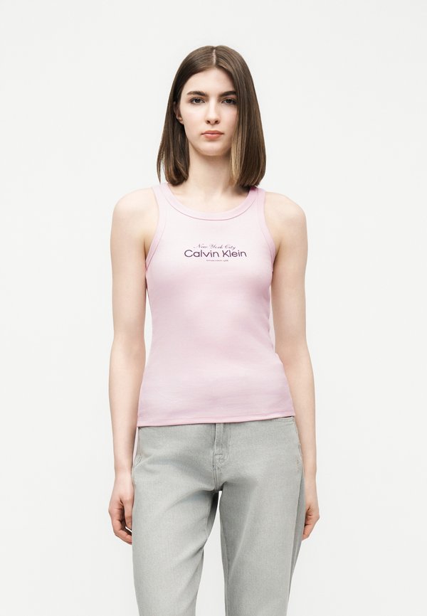 Calvin Klein Jeans CONTOUR 2X2 RIB GRAPHIC TANK - Top - cradle pink