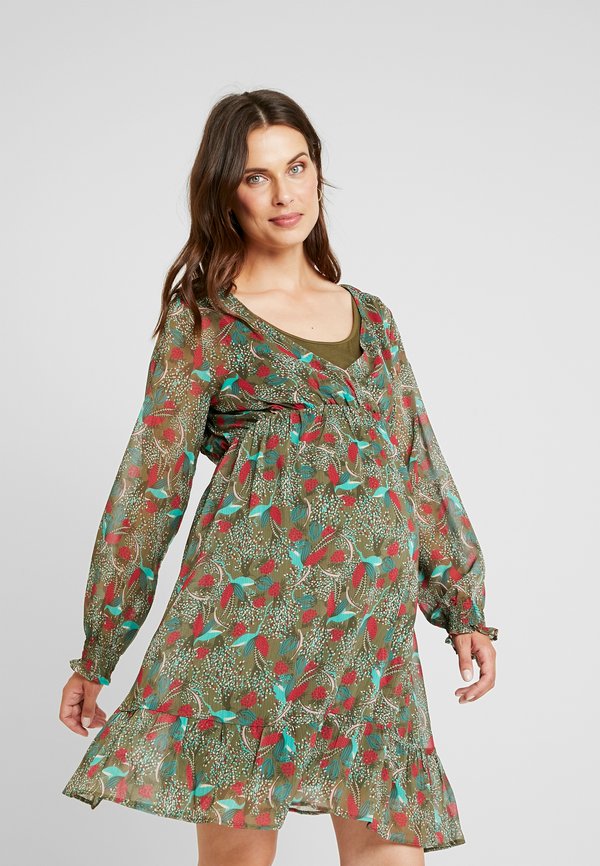 ohma! NURSING PRINTED CROSSED DRESS