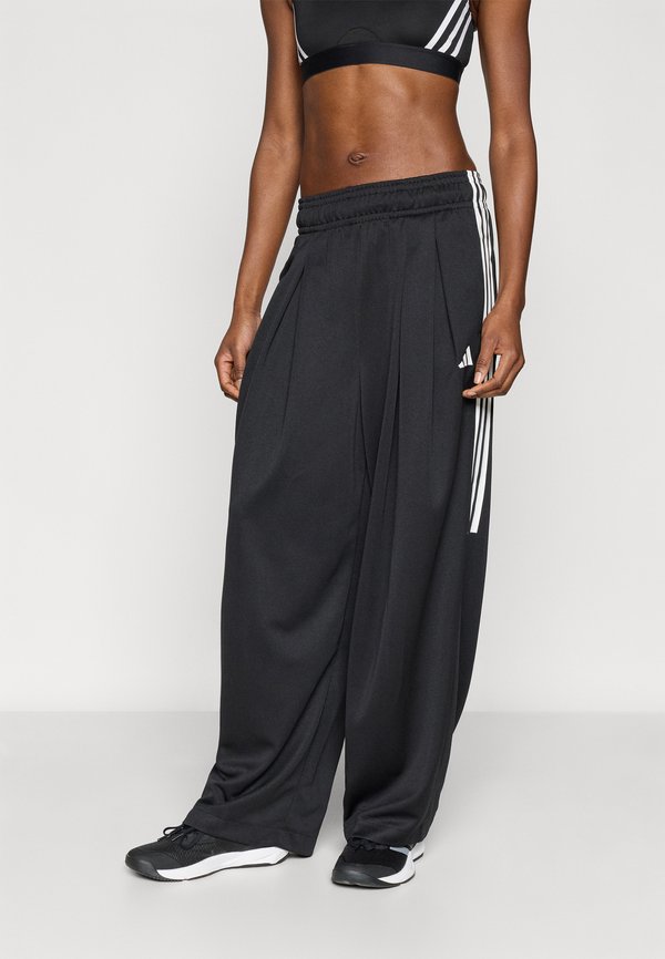 adidas Sportswear TIRO 3 STRIPES PLEATED - Tracksuit bottoms - black