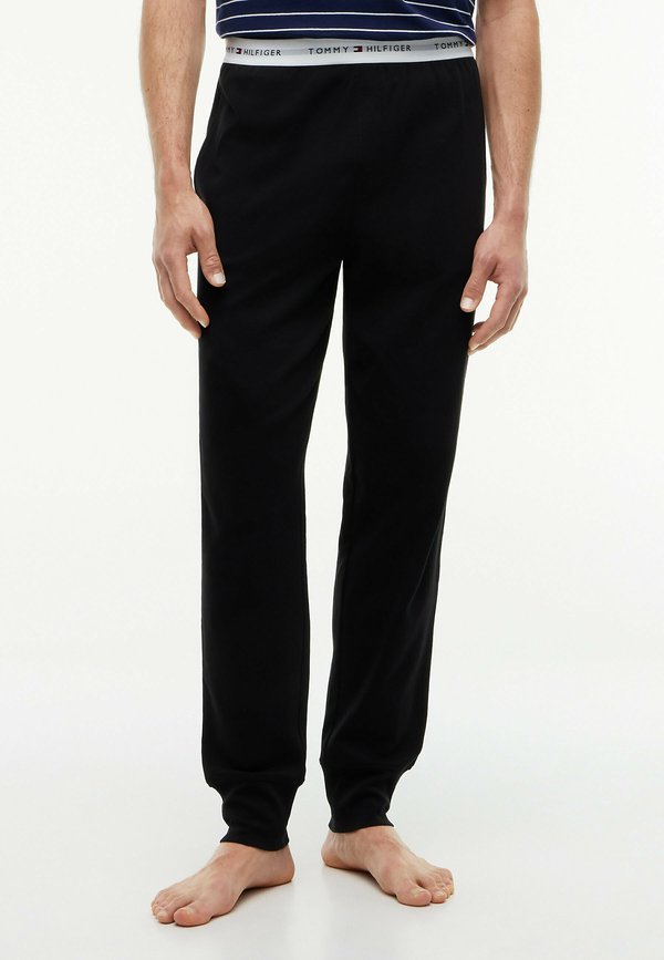Tommy Hilfiger TOMMY HILFIGER SIGNATURE REPEAT LOGO CUFFED PYJAMA BOTTOMS - Pyjama bottoms - black