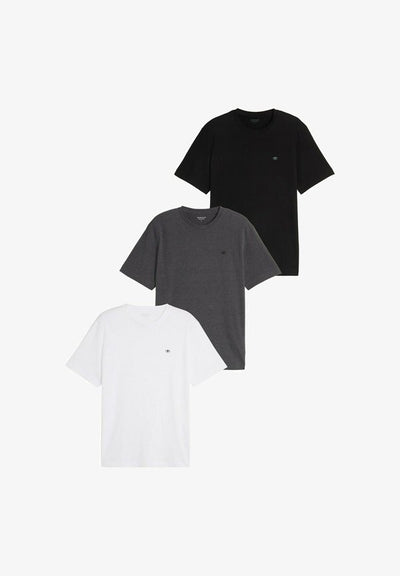 TOM TAILOR 3-PACK - Basic T-shirt - dark grey melange