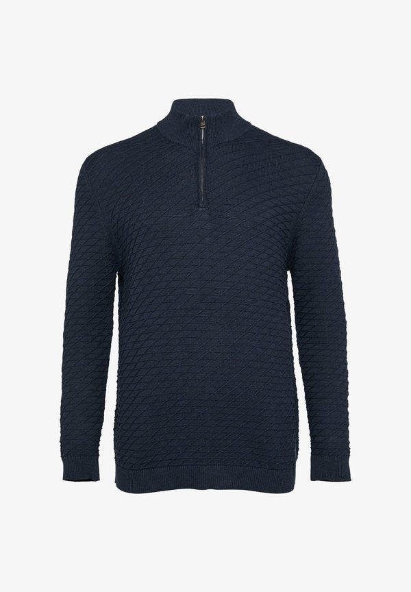 s.Oliver STRUKTURIERTER MIT HALF-ZIP - Jumper - navy